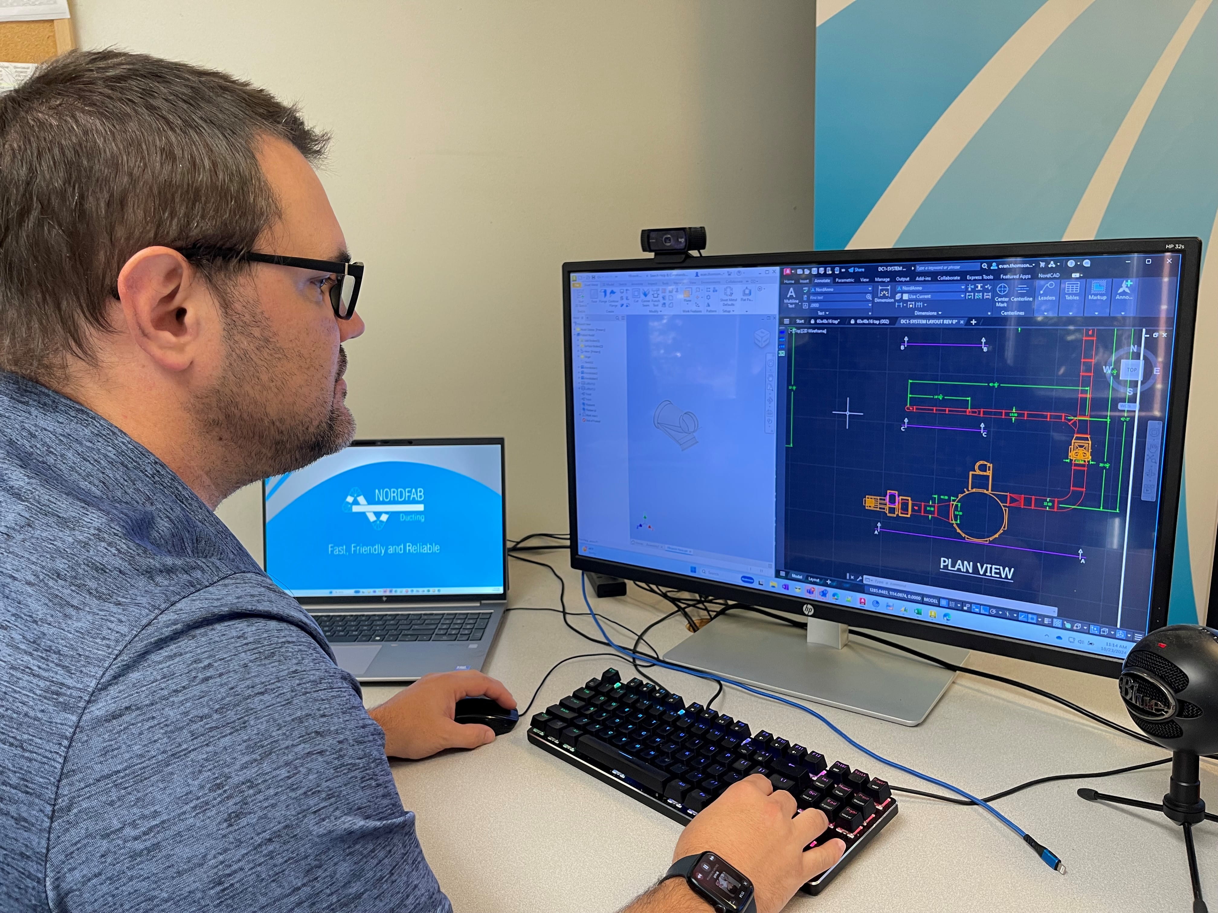 Nordfab Applications Engineer designing dust collection ducting system