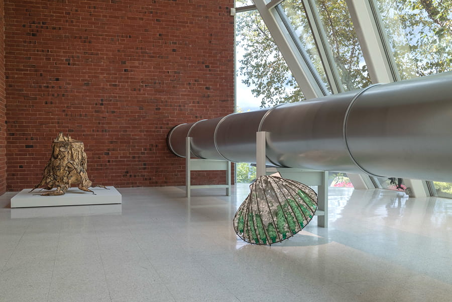 Nordfab ductwork featured in art exhibition. Christy Rupp: Runoff, 2024, installation view, University at Buffalo Art Galleries. Photo: Nicholas Ostness