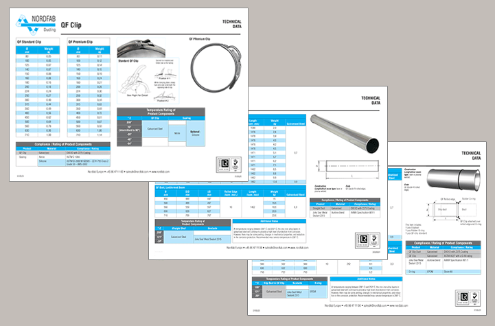 Nordfab Technical Data sheets